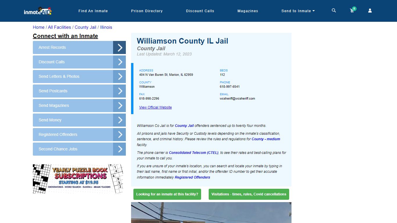 Williamson County IL Jail - Inmate Locator - Marion, IL