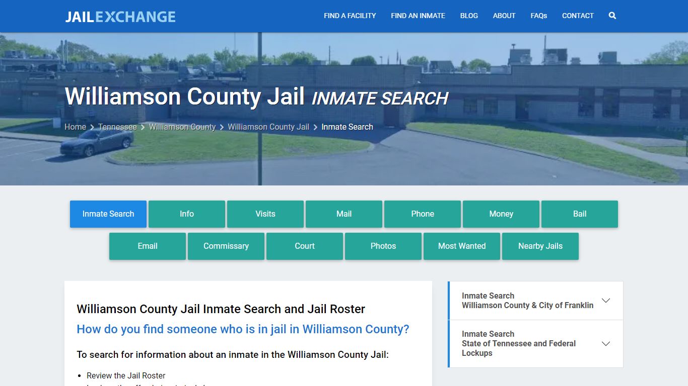 Inmate Search: Roster & Mugshots - Williamson County Jail, TN