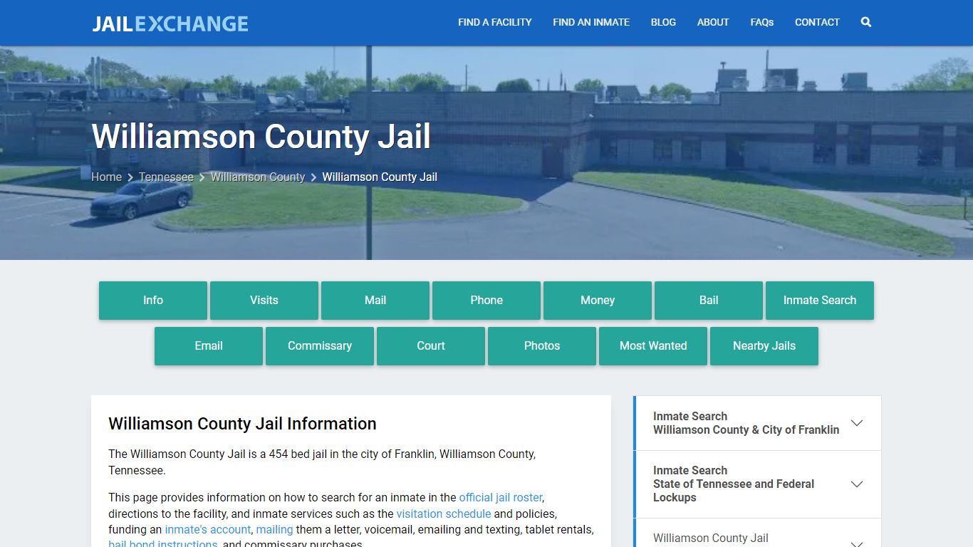 Williamson County Jail, TN Inmate Search, Information