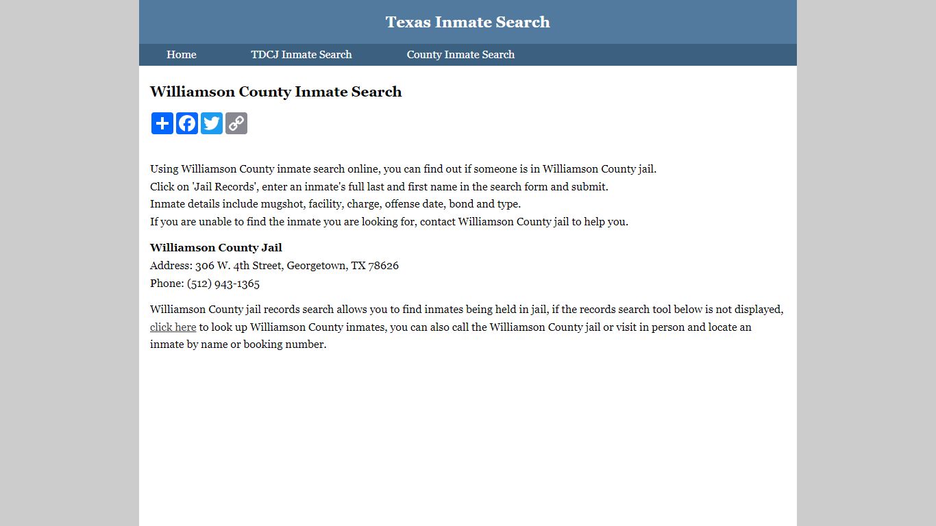 Williamson County Inmate Search
