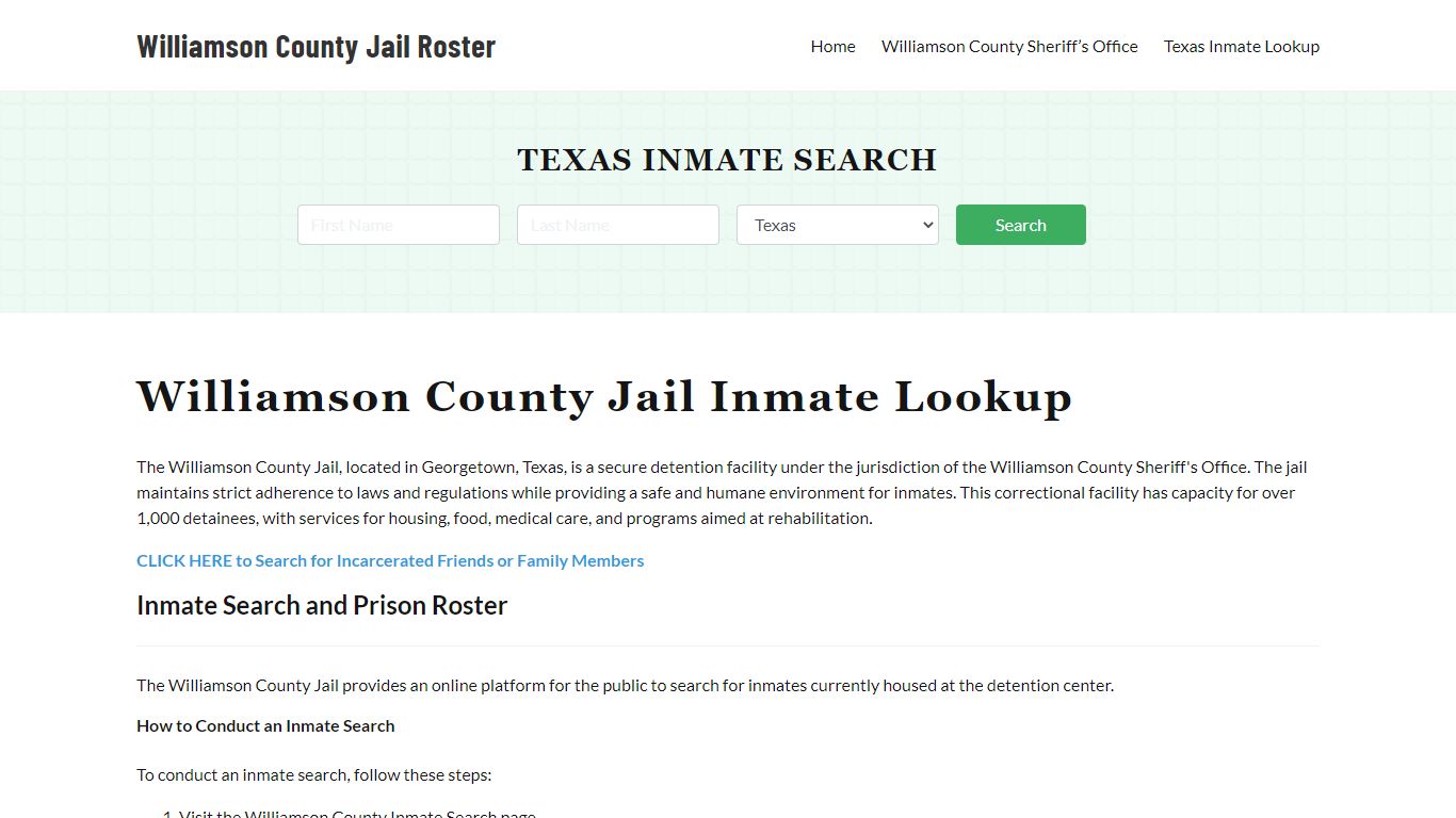 Williamson County Jail Roster Lookup, TX, Inmate Search