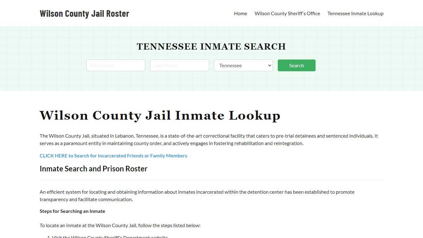 Wilson County Jail Roster Lookup, TN, Inmate Search
