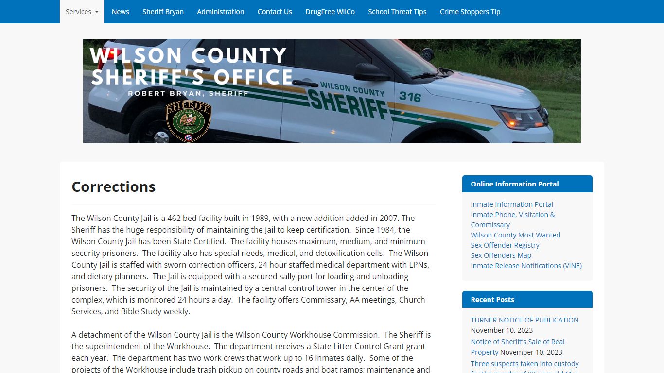 Corrections – Wilson County Sheriff's Office