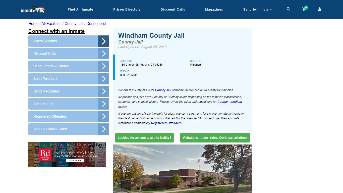 Windham County Jail - Inmate Locator - Putnam, CT