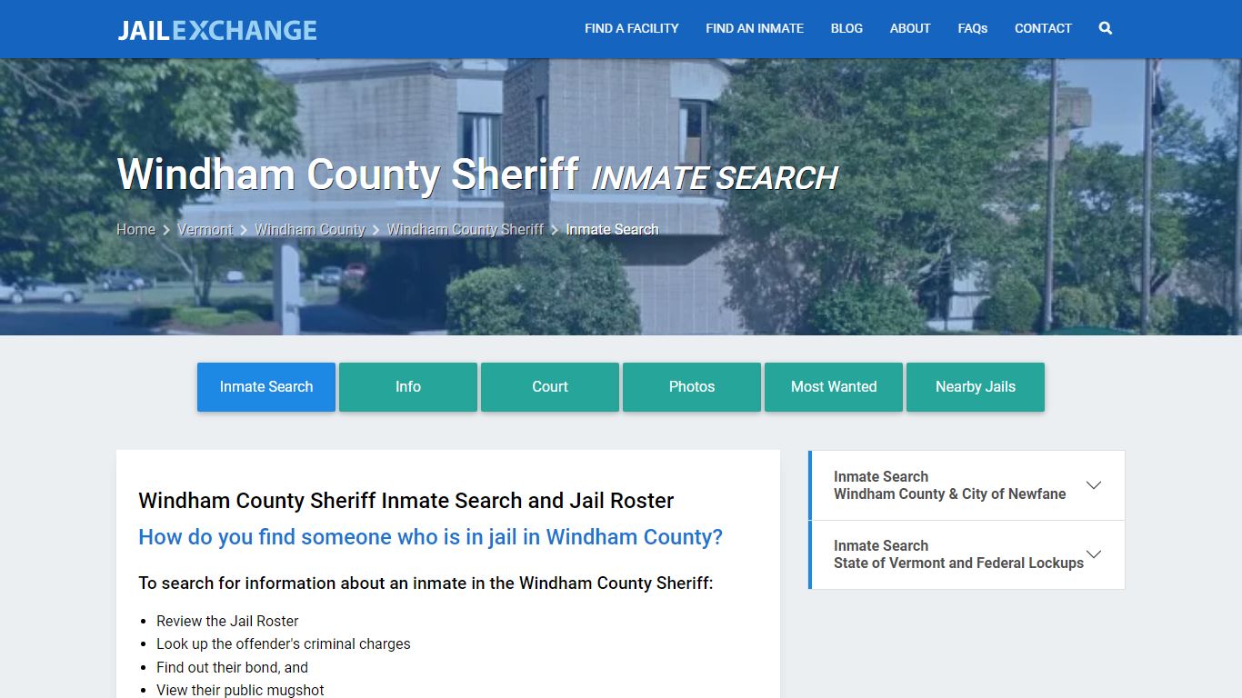 Windham County Sheriff Inmate Search - Jail Exchange