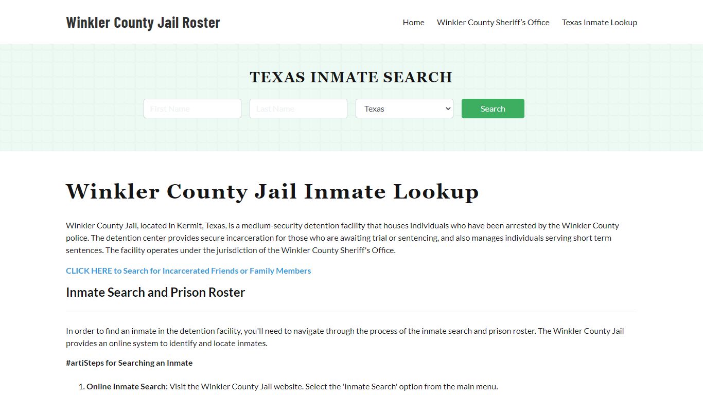 Winkler County Jail Roster Lookup, TX, Inmate Search