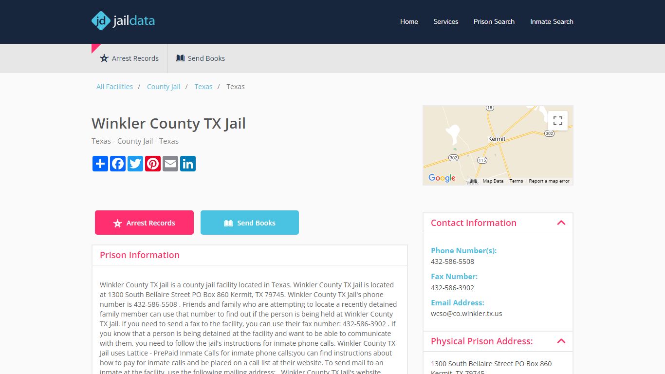 Winkler County TX Jail Inmate Search and Prisoner Info - Kermit, TX