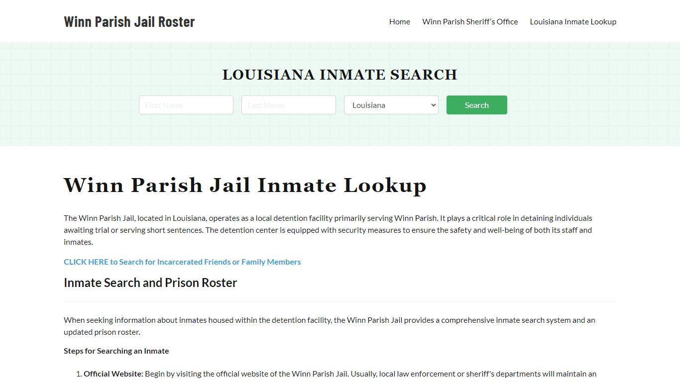 Winn Parish Jail Roster Lookup, LA, Inmate Search