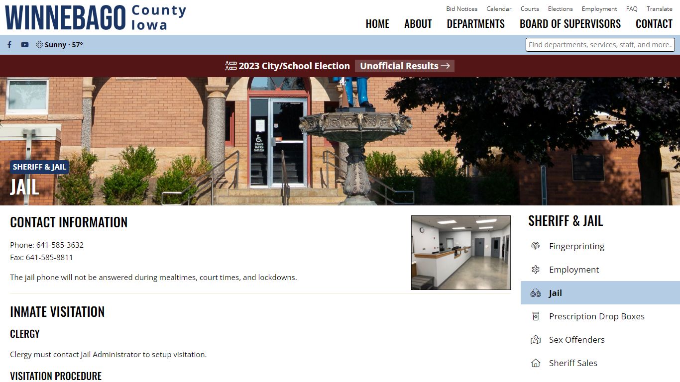 Jail & Inmates - Sheriff's Office - Winnebago County, Iowa