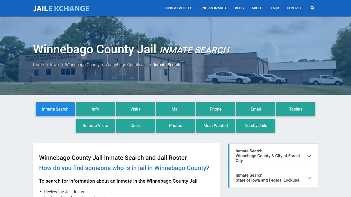 Inmate Search: Roster & Mugshots - Winnebago County Jail, IA