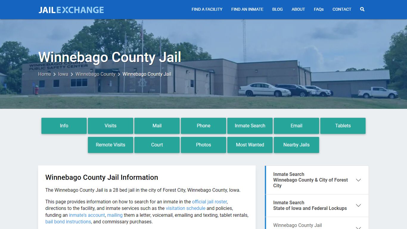 Winnebago County Jail, IA Inmate Search, Information