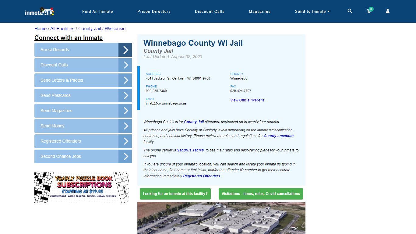 Winnebago County WI Jail - Inmate Locator - Oshkosh, WI