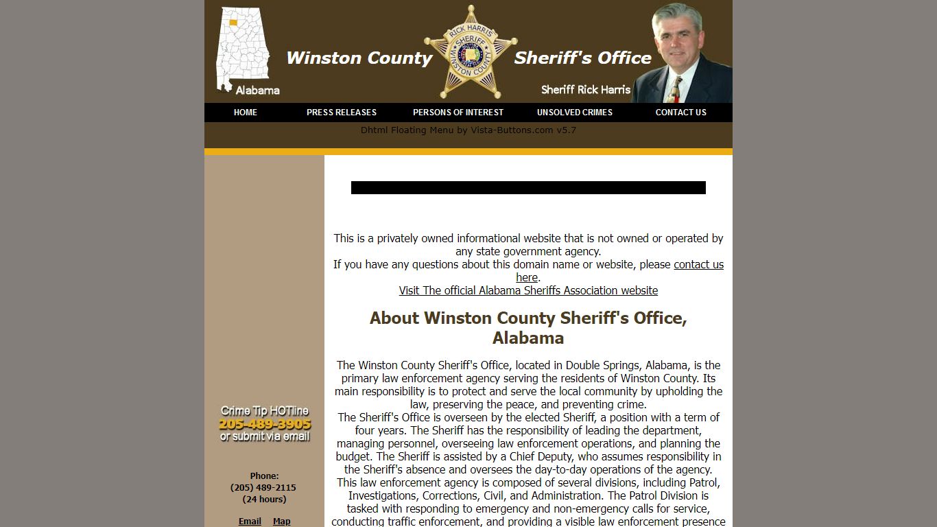 About Winston County Sheriff's Office and Jail Roster, Alabama