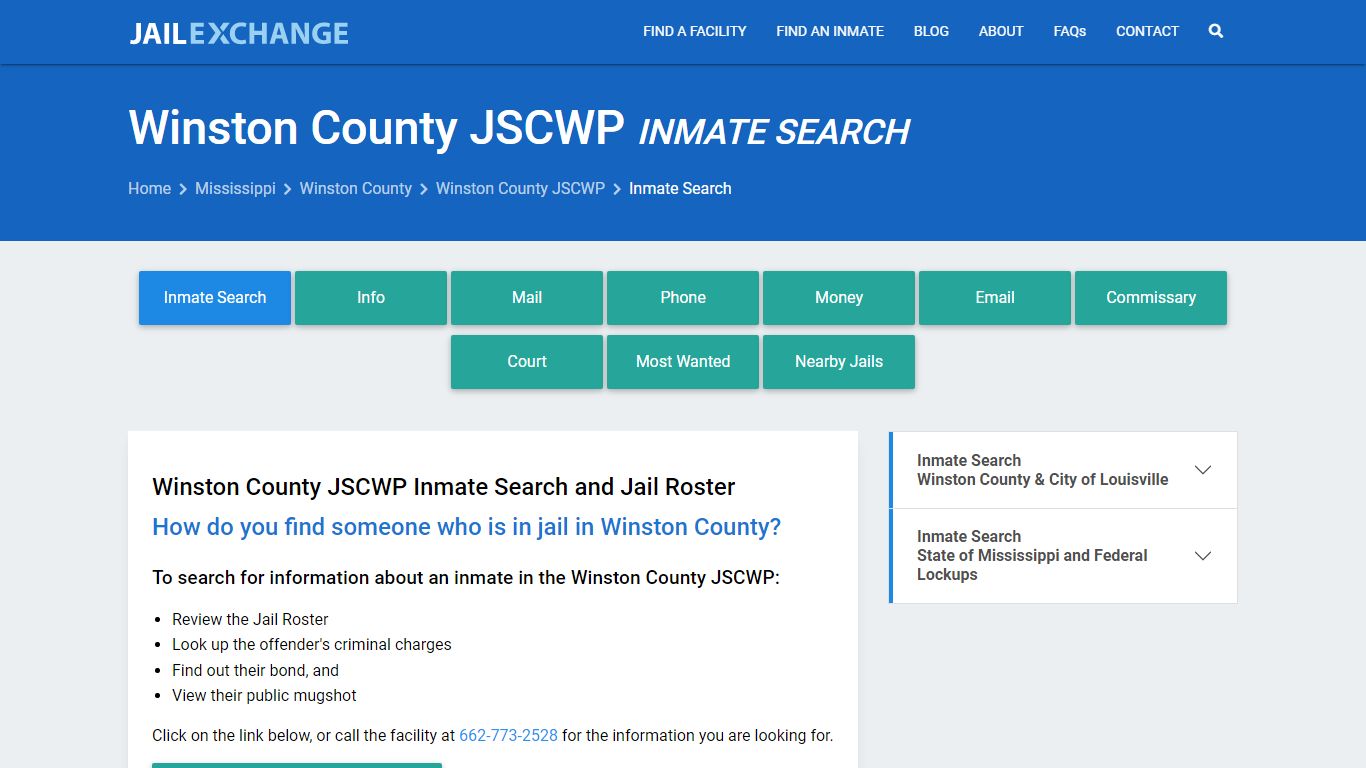 Inmate Search: Roster & Mugshots - Winston County JSCWP, MS - Jail Exchange