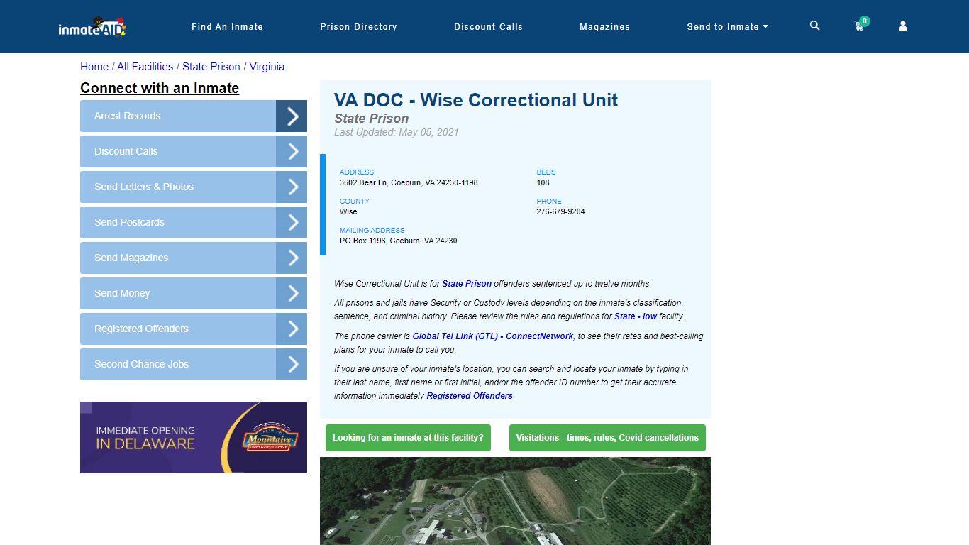 VA DOC - Wise Correctional Unit & Inmate Search - Coeburn, VA