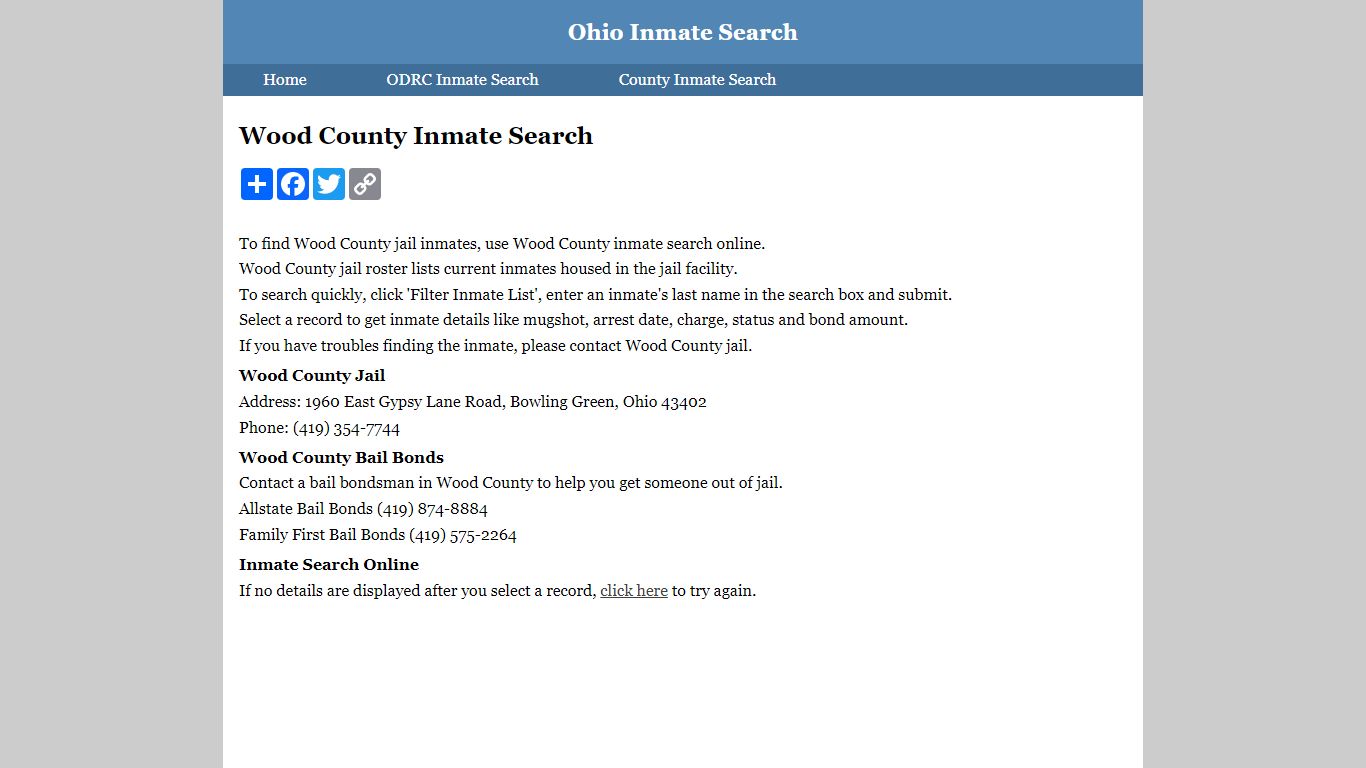 Wood County Inmate Search
