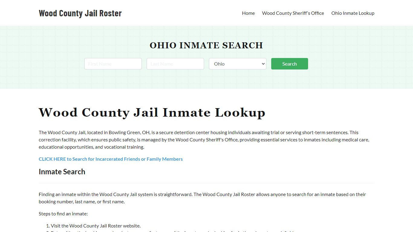 Wood County Jail Roster Lookup, OH, Inmate Search