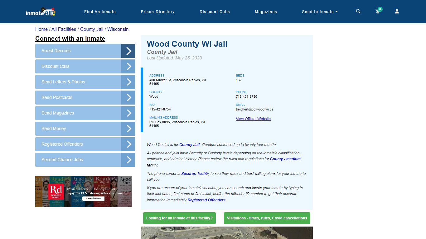 Wood County WI Jail - Inmate Locator - Wisconsin Rapids, WI