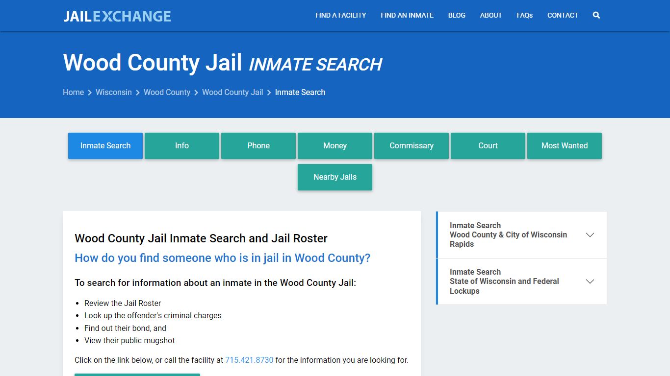 Inmate Search: Roster & Mugshots - Wood County Jail, WI