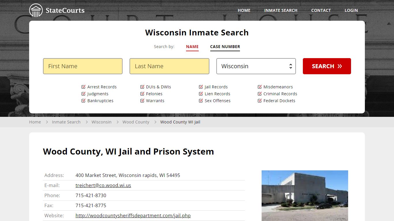 Wood County WI Jail Inmate Records Search, Wisconsin - StateCourts