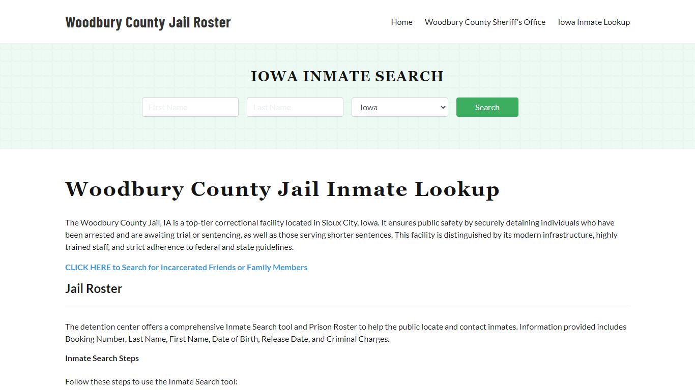 Woodbury County Jail Roster Lookup, IA, Inmate Search