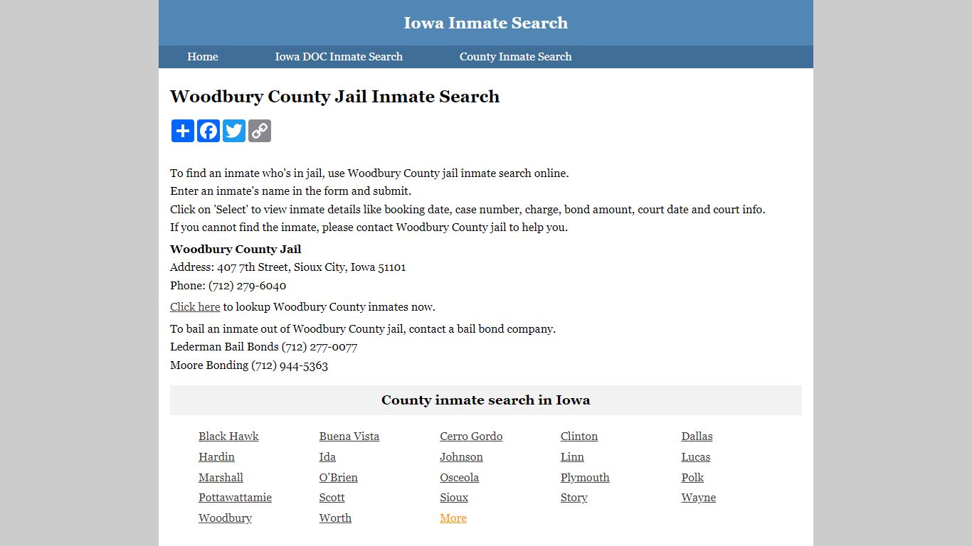 Woodbury County Jail Inmate Search