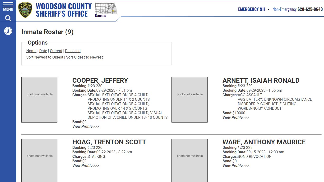 Inmate Roster - Woodson County, Kansas Sheriff's Office