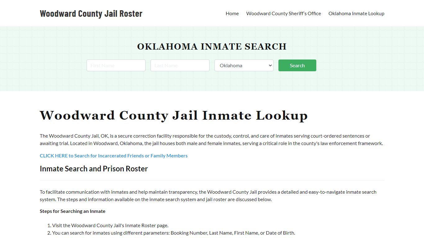 Woodward County Jail Roster Lookup, OK, Inmate Search