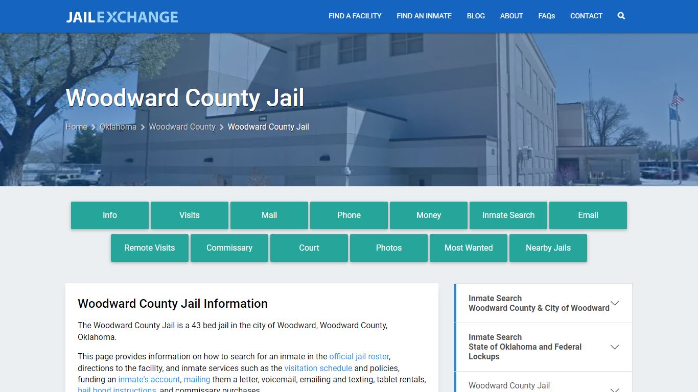 Woodward County Jail, OK Inmate Search, Information