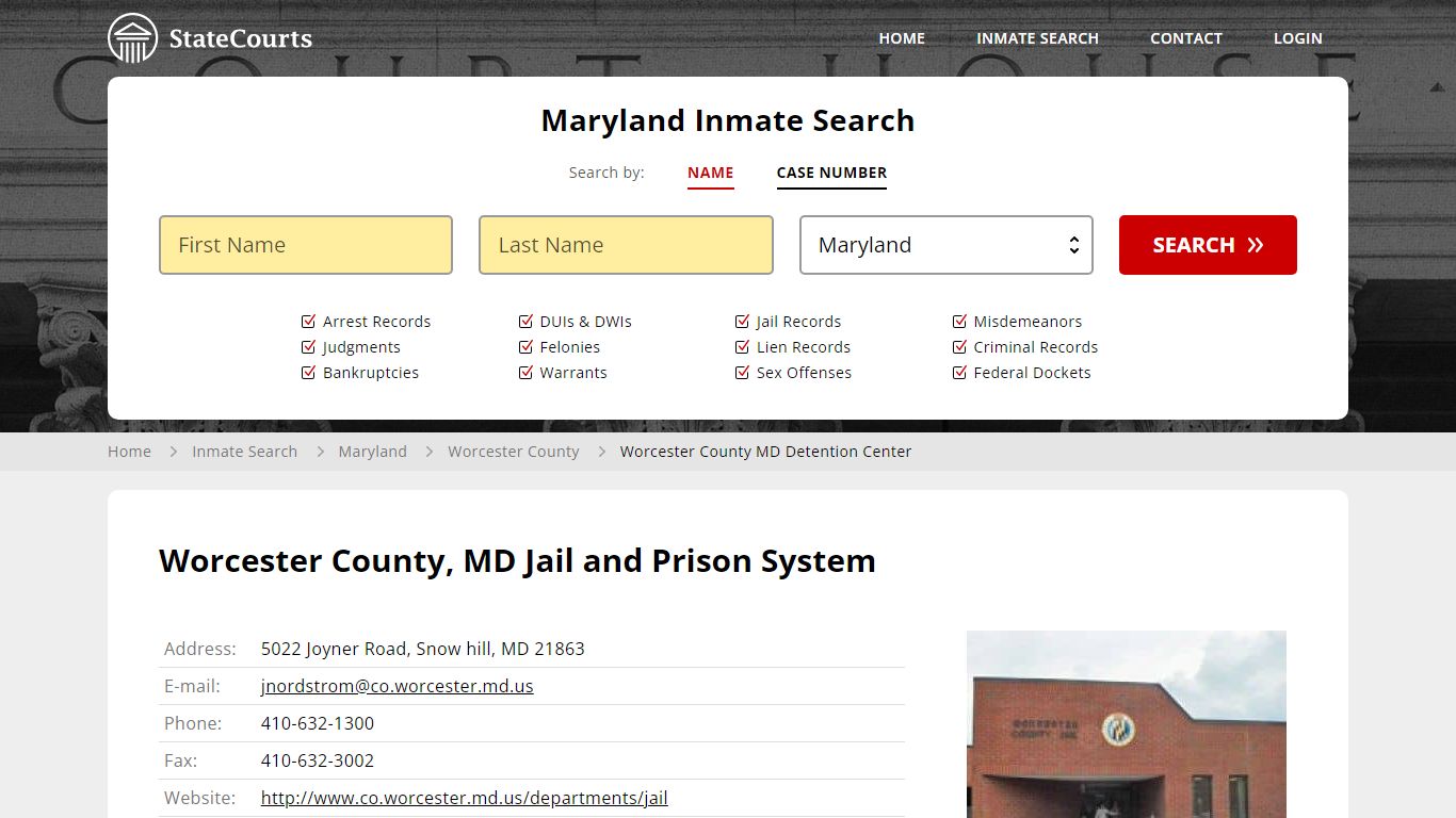 Worcester County MD Detention Center Inmate Records Search, Maryland ...