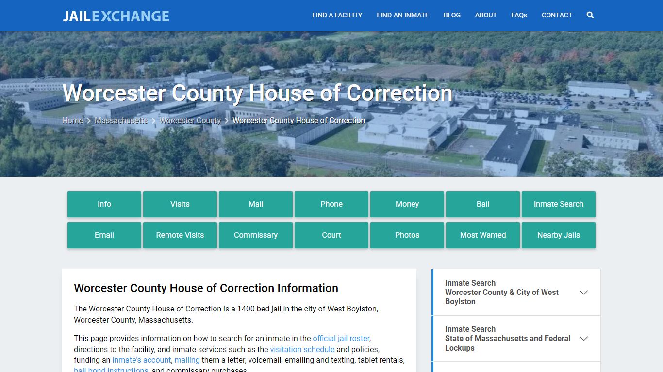 Worcester County Jail & House of Corrections MA | Booking, Visiting ...