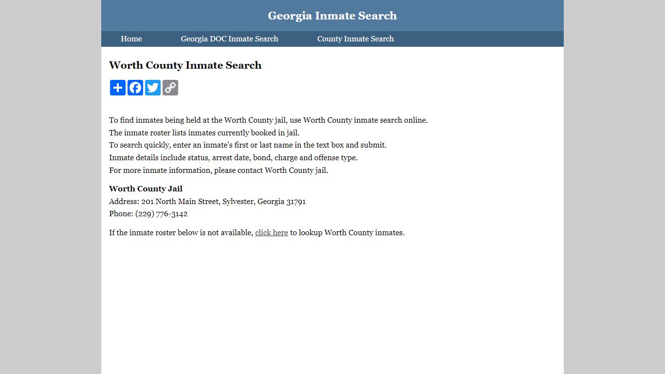 Worth County Inmate Search