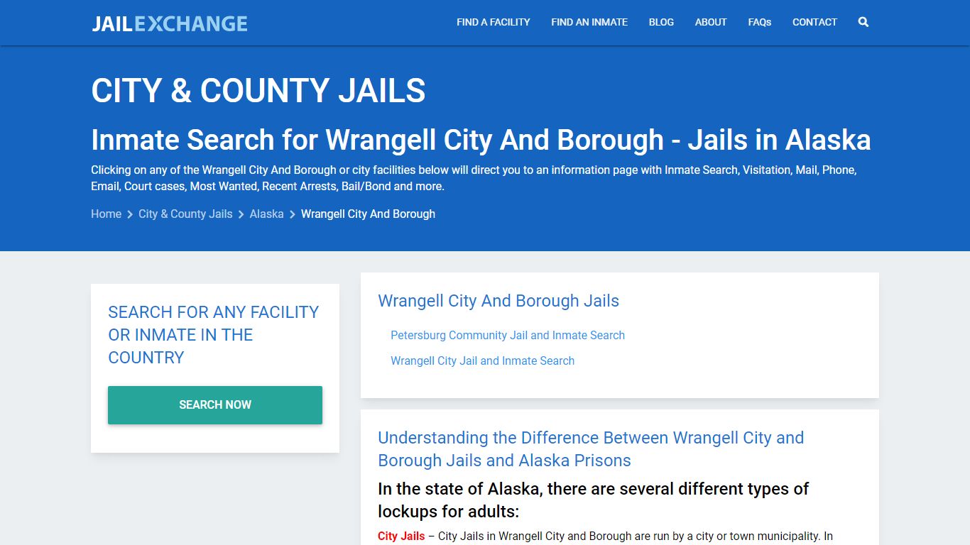 Inmate Search for Wrangell City And Borough | Jails in Alaska