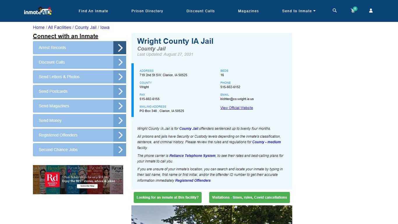 Wright County IA Jail - Inmate Locator - Clarion, IA