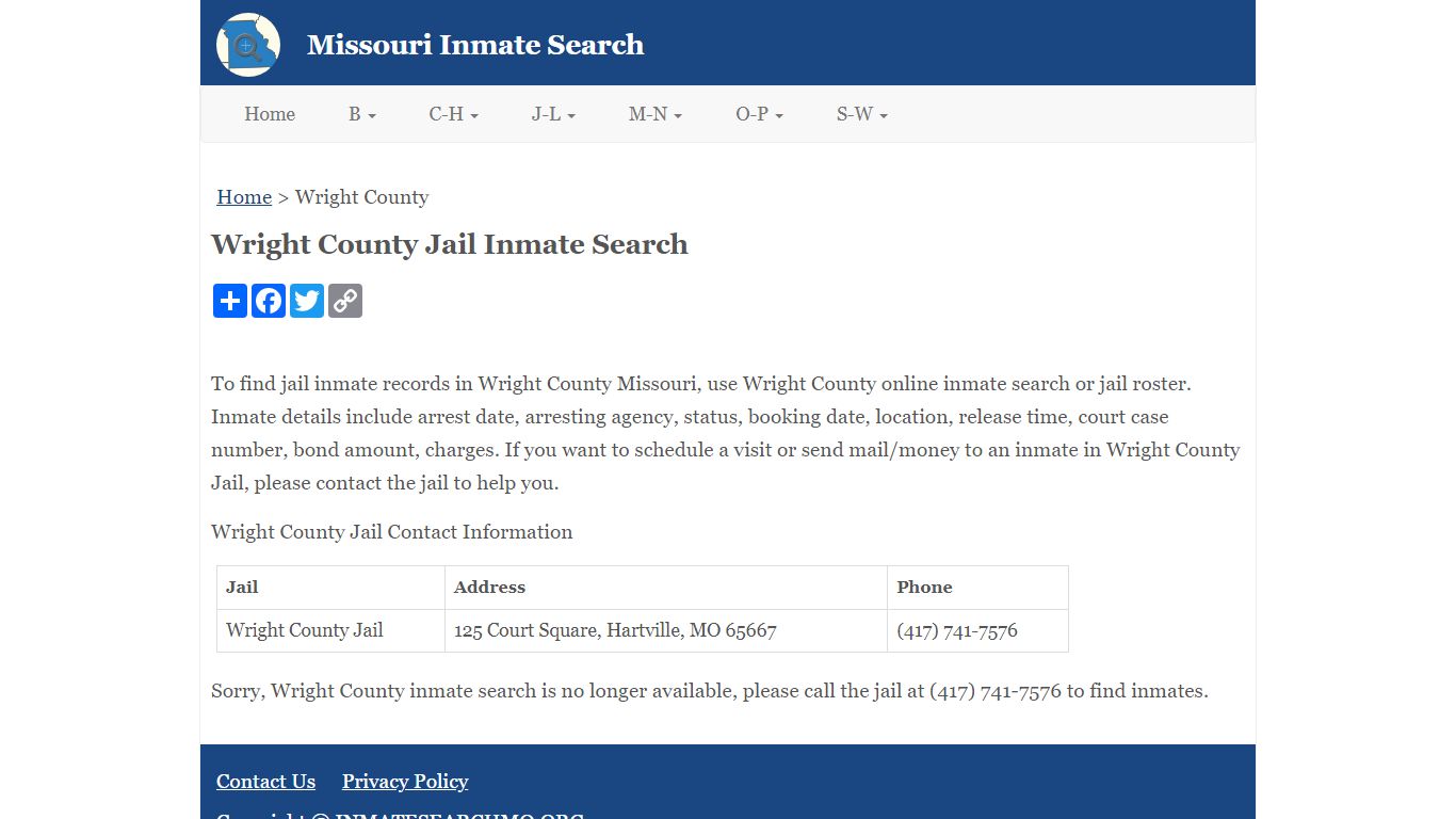 Wright County Jail Inmate Search