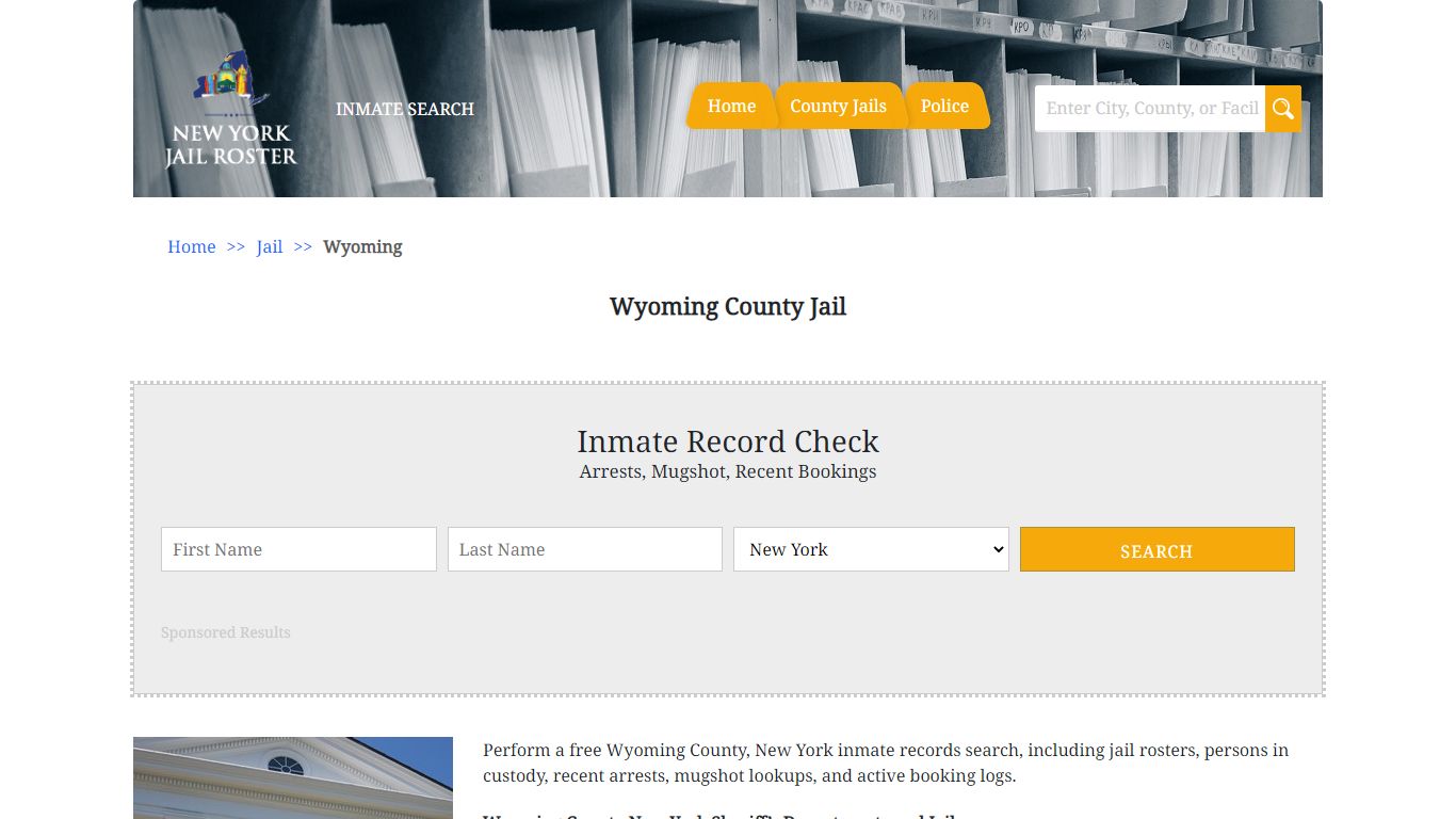 Wyoming County Jail | Jail Roster Search