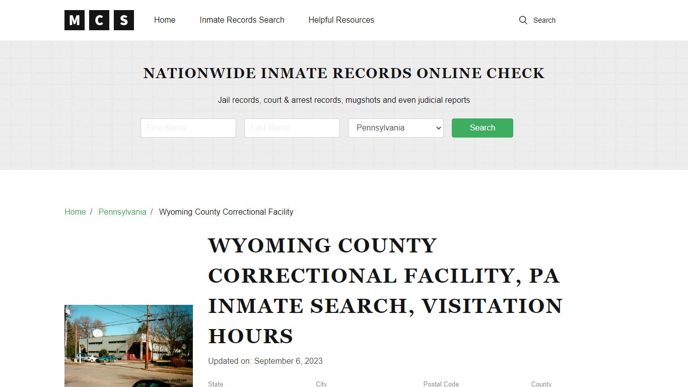 Wyoming County, PA Jail Inmates Search, Visitation Rules