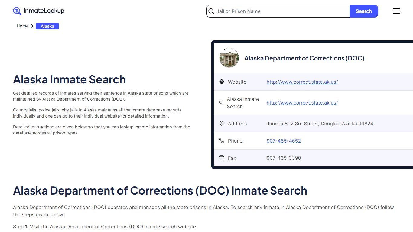 Alaska Inmate Search | Alaska Department of Corrections (DOC)