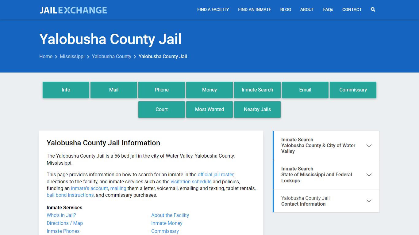 Yalobusha County Jail, MS Inmate Search, Information