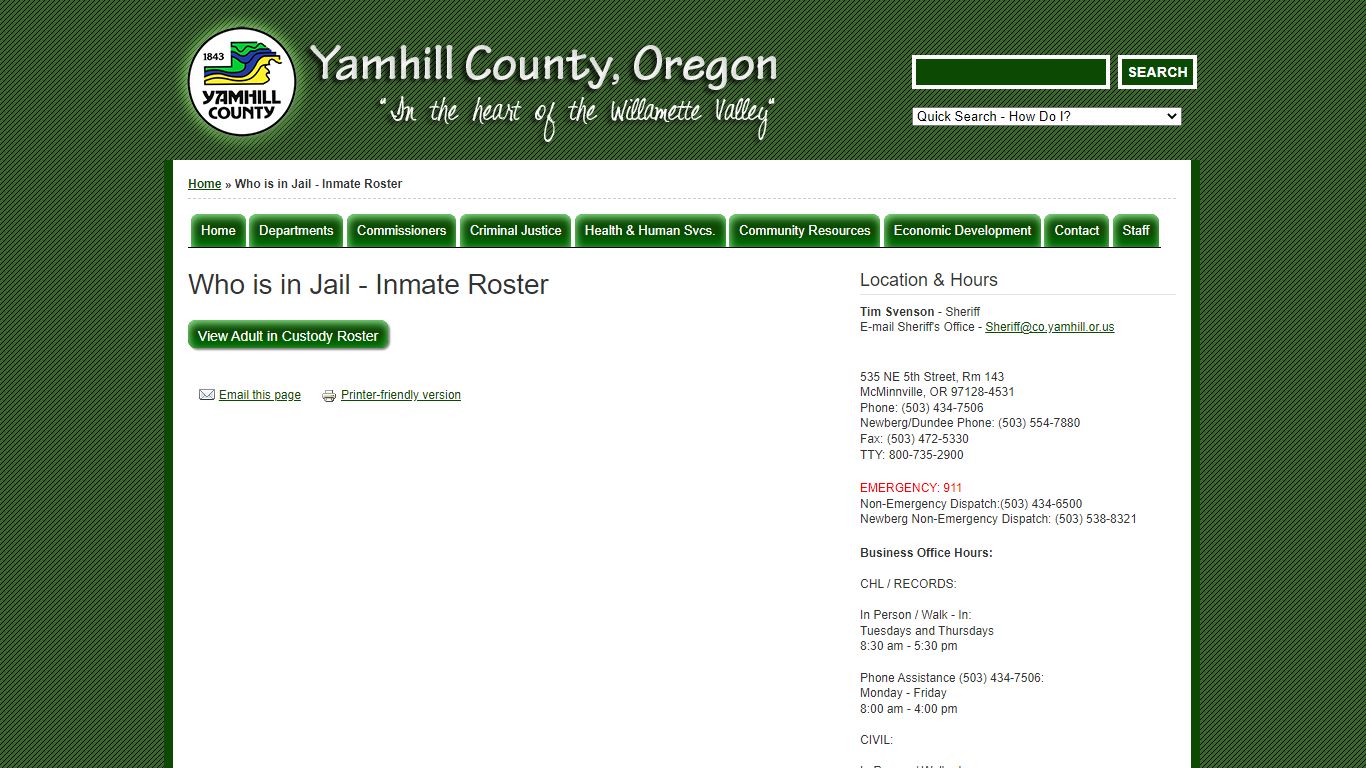 Who is in Jail - Inmate Roster | Yamhill County, Oregon