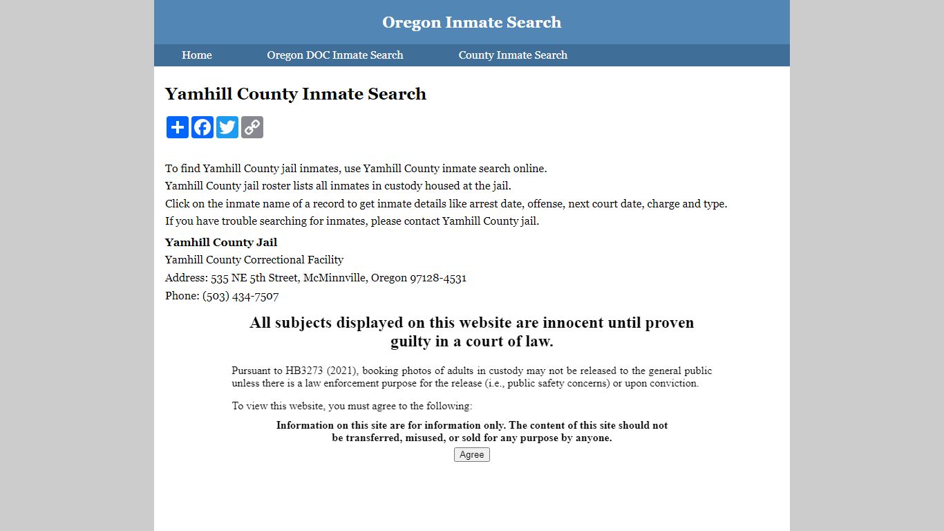 Yamhill County Inmate Search