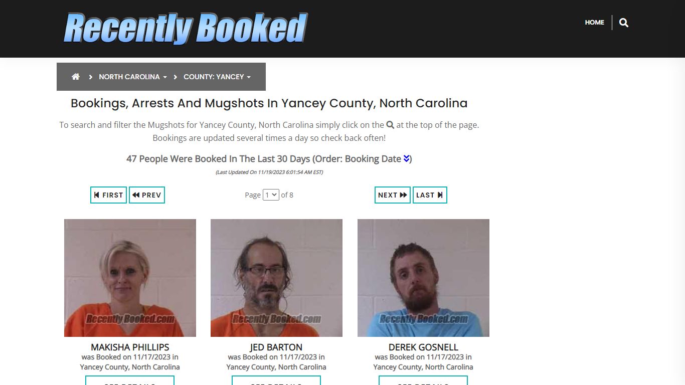 Bookings, Arrests and Mugshots in Yancey County, North Carolina