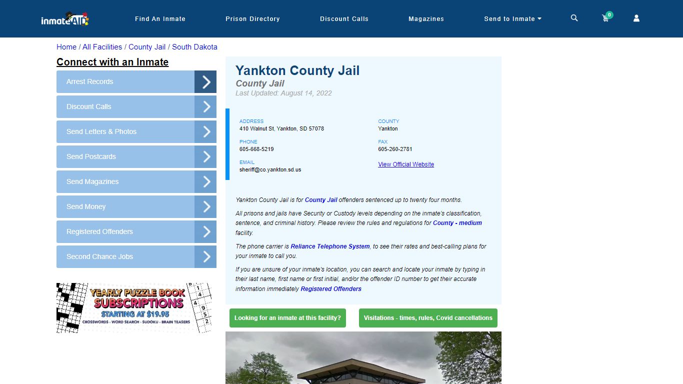 Yankton County Jail - Inmate Locator - Yankton, SD