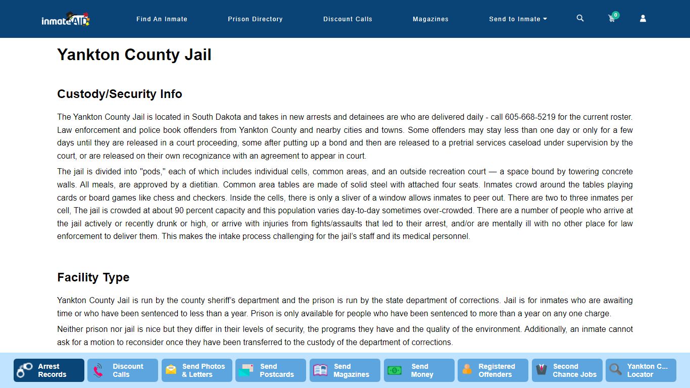 Yankton County Jail - InmateAid