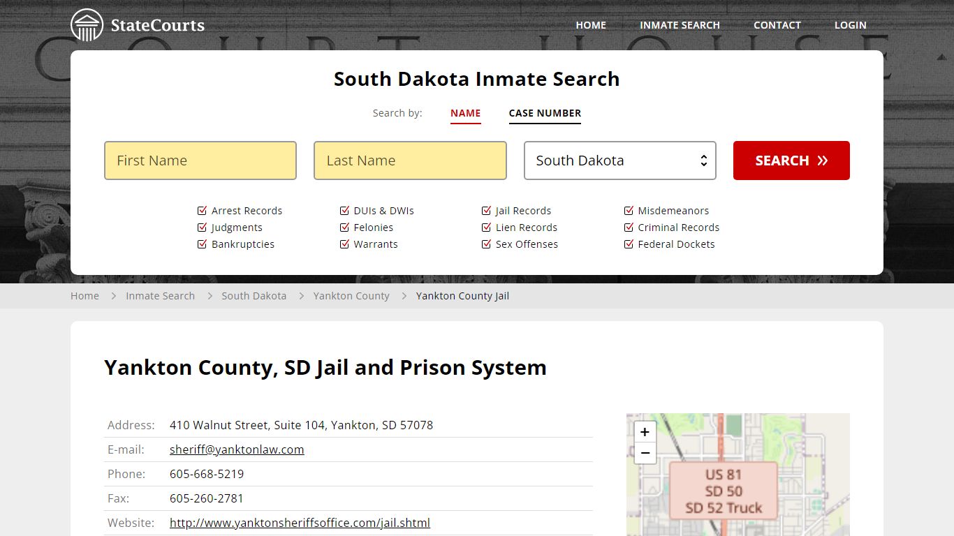 Yankton County Jail Inmate Records Search, South Dakota - StateCourts
