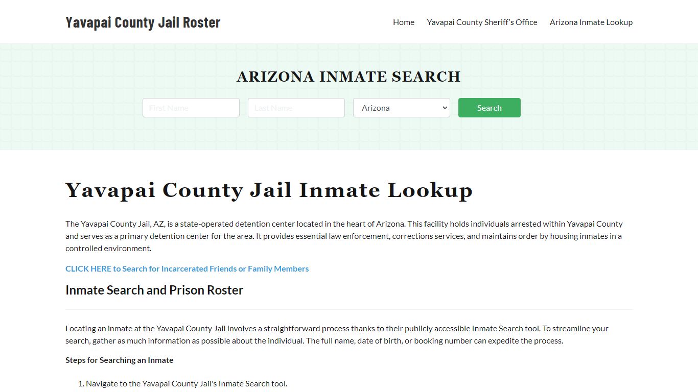 Yavapai County Jail Roster Lookup, AZ, Inmate Search