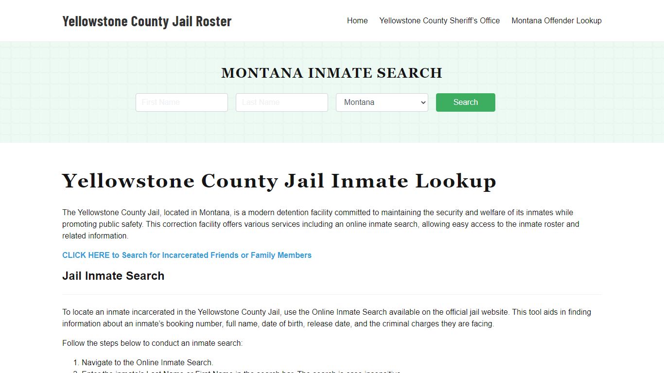 Yellowstone County Jail Roster Lookup, MT, Inmate Search