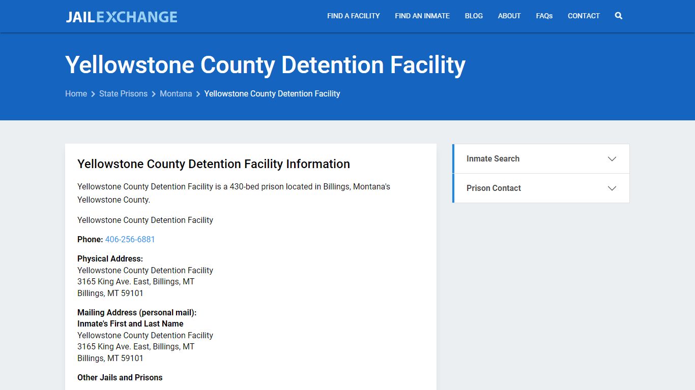 Yellowstone County Detention Facility Inmate Search, MT - Jail Exchange