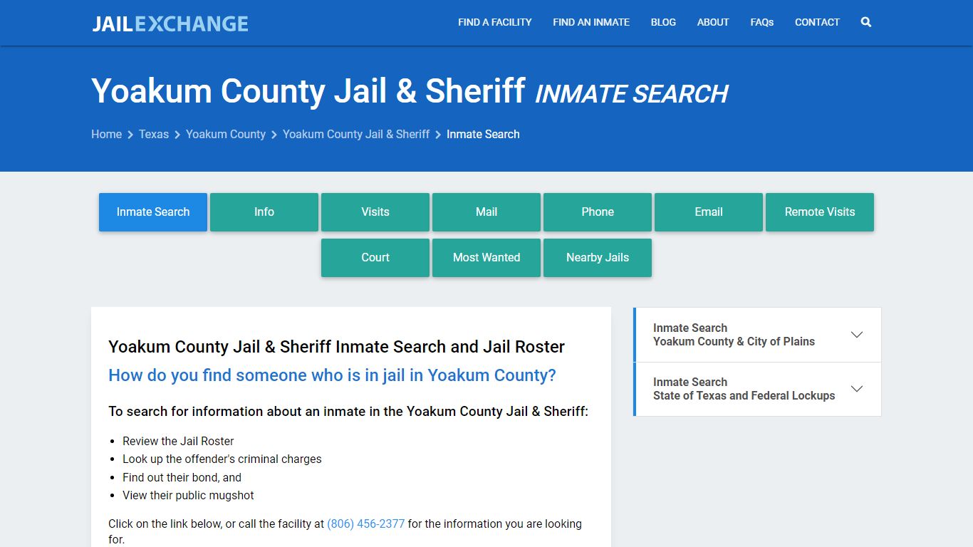Yoakum County Jail & Sheriff Inmate Search - Jail Exchange