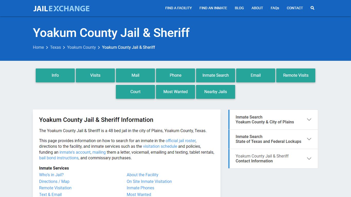 Yoakum County Jail & Sheriff, TX Inmate Search, Information
